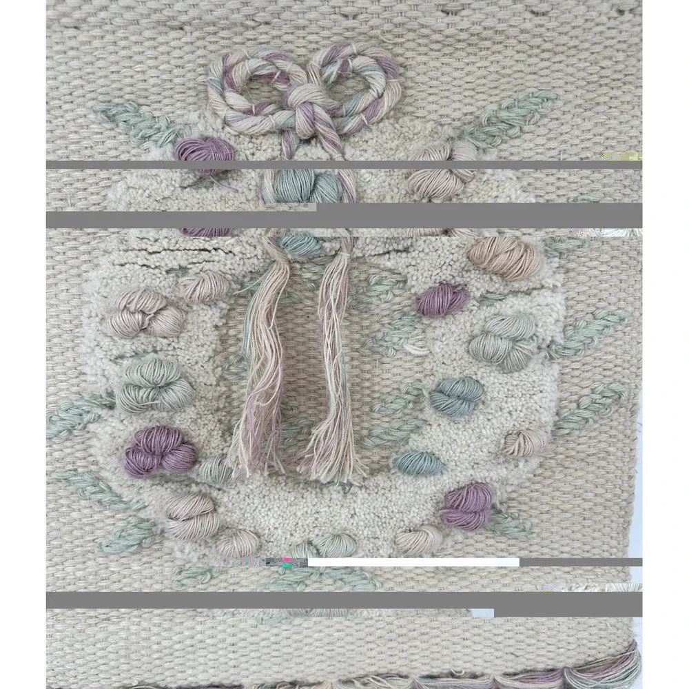 Vintage India Wall Hanging Woven Jute Textured Wreath Tapestry 23